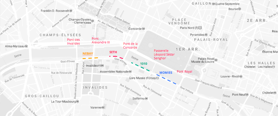 Plan du parcours de fresques Stream en bords de Seine